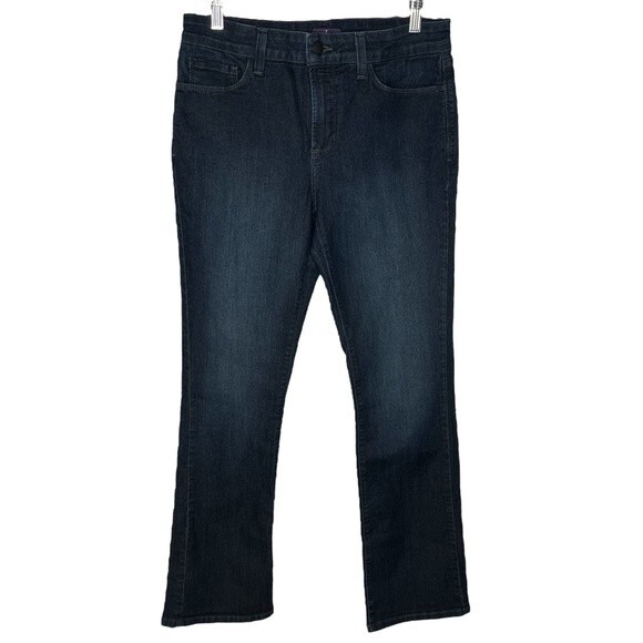 NYDJ Mini Boot Cut Jeans sz 10 * Dark Wash Stretch Denim Lift Tuck Technology - Picture 1 of 8